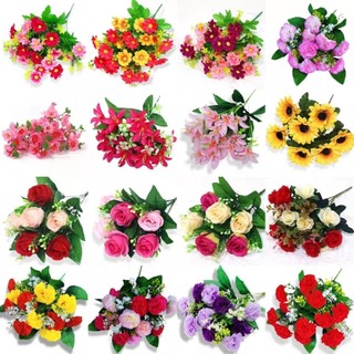 Cành điểm bông, cụm điểm 7 bông nhí cao 30cm decor trang trí giá rẻ