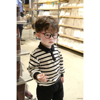  Beemo áo dài tay có cổ cho bé trai kẻ ngang vải da cá mềm mại co dãn cho bé đi học đi chơi 5289ADB 