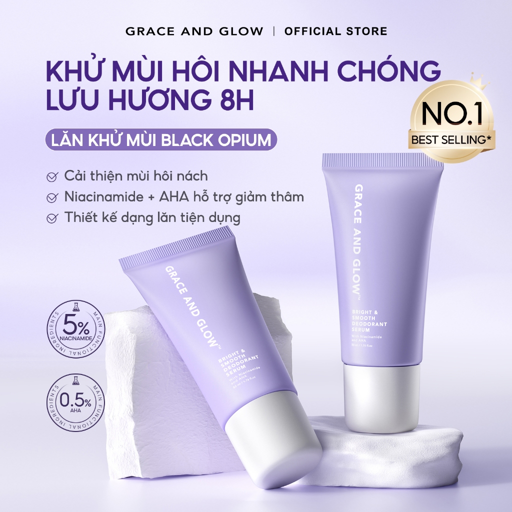 Lăn khử mùi Sáng Da Grace and Glow 50ml Black Opium / English Pear / AHA BHA Serum Lăn Nách Sáng Da 