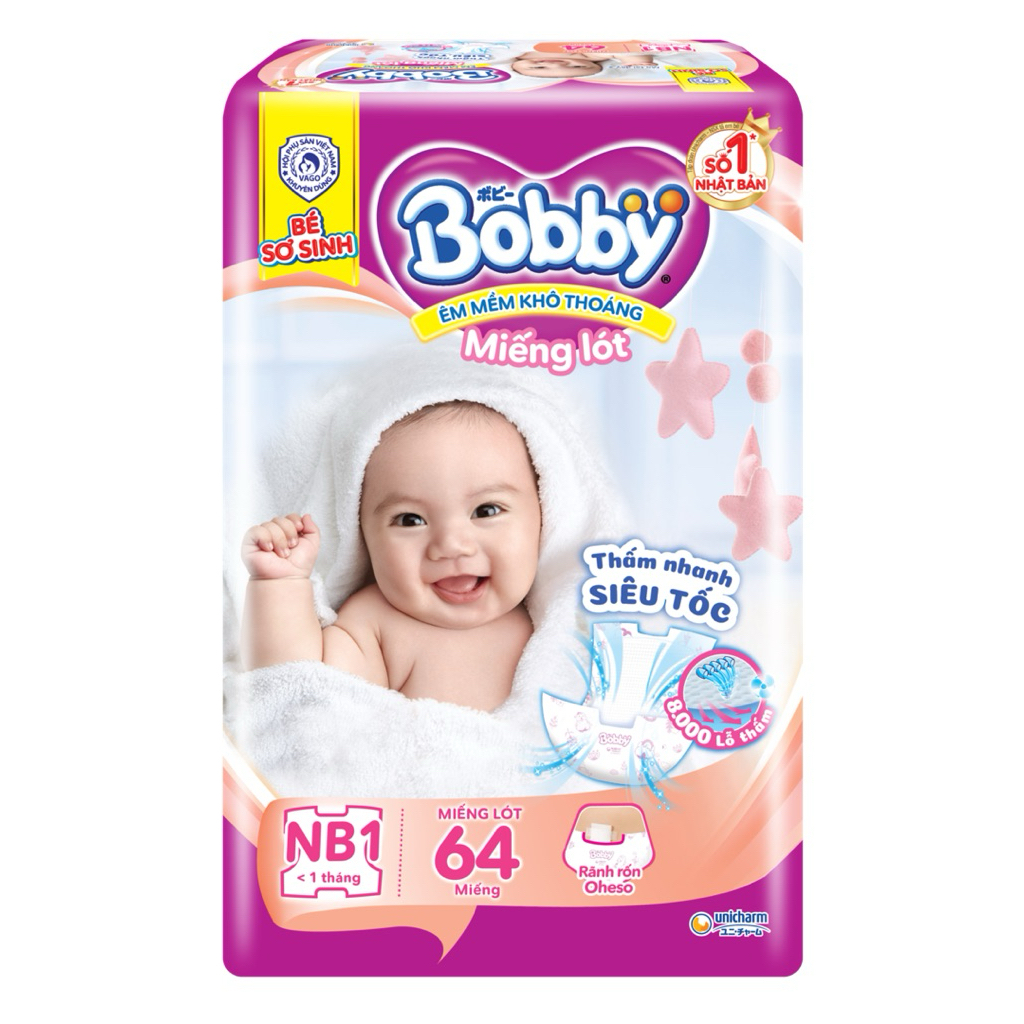 (Nhà Của Sữa) Miếng Lót Sơ Sinh Bobby NB1 - Gói 64 Miếng