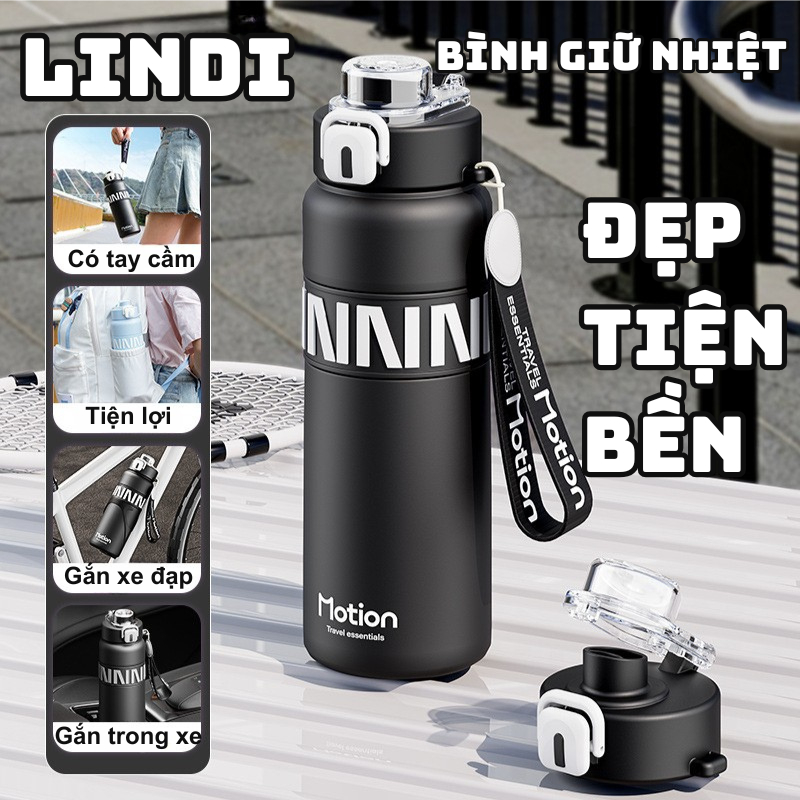 LINDI Bình Giữ Nhiệt Cao Cấp, INOX 316 800ml Dùng Trong Thể Thao, Du lịch, Tiện Lợi Mang Theo