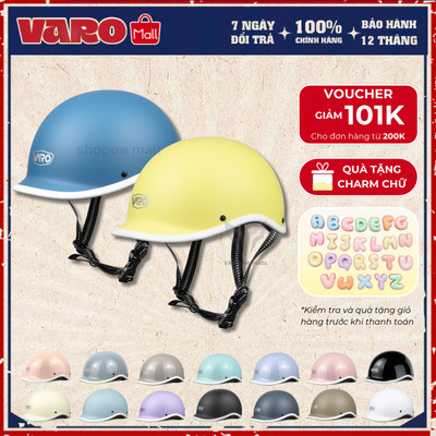 [TẶNG CHARM CHỮ] Mũ Bảo Hiểm Cá Heo 1/2 Đầu VARO Helmets Chính Hãng | Freesize 54-58cm | Đạt Chuẩn Quatest 2