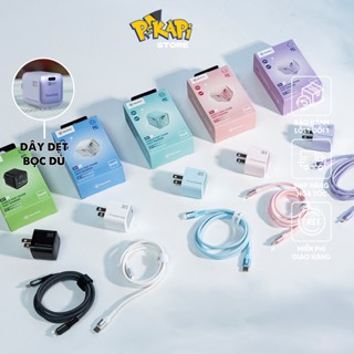 Pikapi Sạc Nhanh GaN BF PREMIUM củ 20W - 30W + dây bọc dù C - L, C - C, BH 2 năm, Lỗi 1 đổi 1