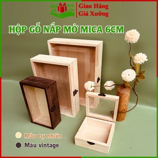  Hộp Gỗ Đựng Trang Sức Có Khóa Cao 6cm Nắp Mở Mặt Mica Trong Suốt QUAGONHALAM. Hộp Đẹp Đựng Quà Tặng Sang Chảnh 