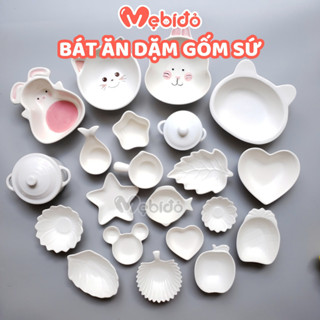 Bát ăn dặm cho bé gốm sứ kiểu Nhật màu trắng nhiều hình dễ thương N09TR - Shop Mẹ Bí Đỏ