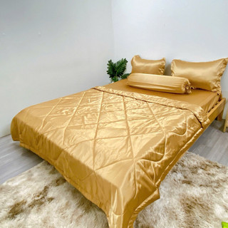 Bộ ga gối phi lụa size 1.8x2m( mền 1.7x2m) 5 món nệm dày 15-20cm