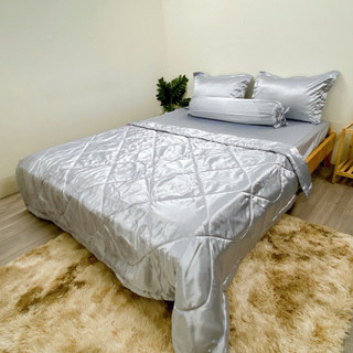 Bộ ga gối phi lụa size 1.8x2m( mền 1.7x2m) 5 món nệm dày 15-20cm