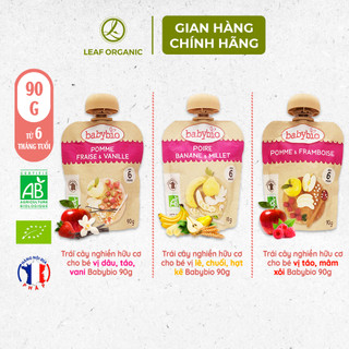  Trái cây nghiền hữu cơ Babybio ăn liền các vị cho bé từ 6 tháng tuổi gói 90g tiện lợi 