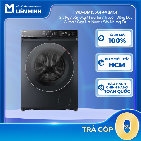 TWD-BM135GF4V(MG) - Máy Giặt Sấy Toshiba TWD-BM135GF4V(MG) 12.5/8 Kg - Bảo Hành Chính Hãng [GIÁ MÁY]