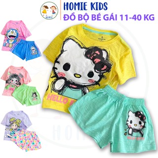 Set đồ bé gái size đại 11-40 kg bộ quần áo trẻ em thun cotton cộc tay mặc mát in hoạt hình labubu kuromi xinh Homie Kids