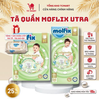 [TẶNG KHĂN ƯỚT 100 TỜ] Tã/bỉm quần Molfix Utra Thiên nhiên, Gói cực đại giá tốt M76/L68 /XL62 /XXL56, Đủ Miếng Đủ Size