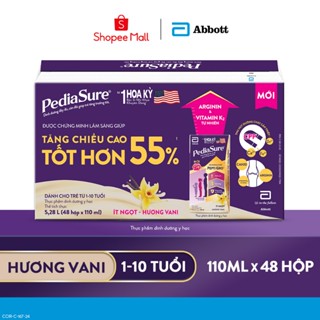 [KOL LIVE] Thùng 48 Hộp Sữa nước Pediasure Vani ít ngọt 110ml/hộp