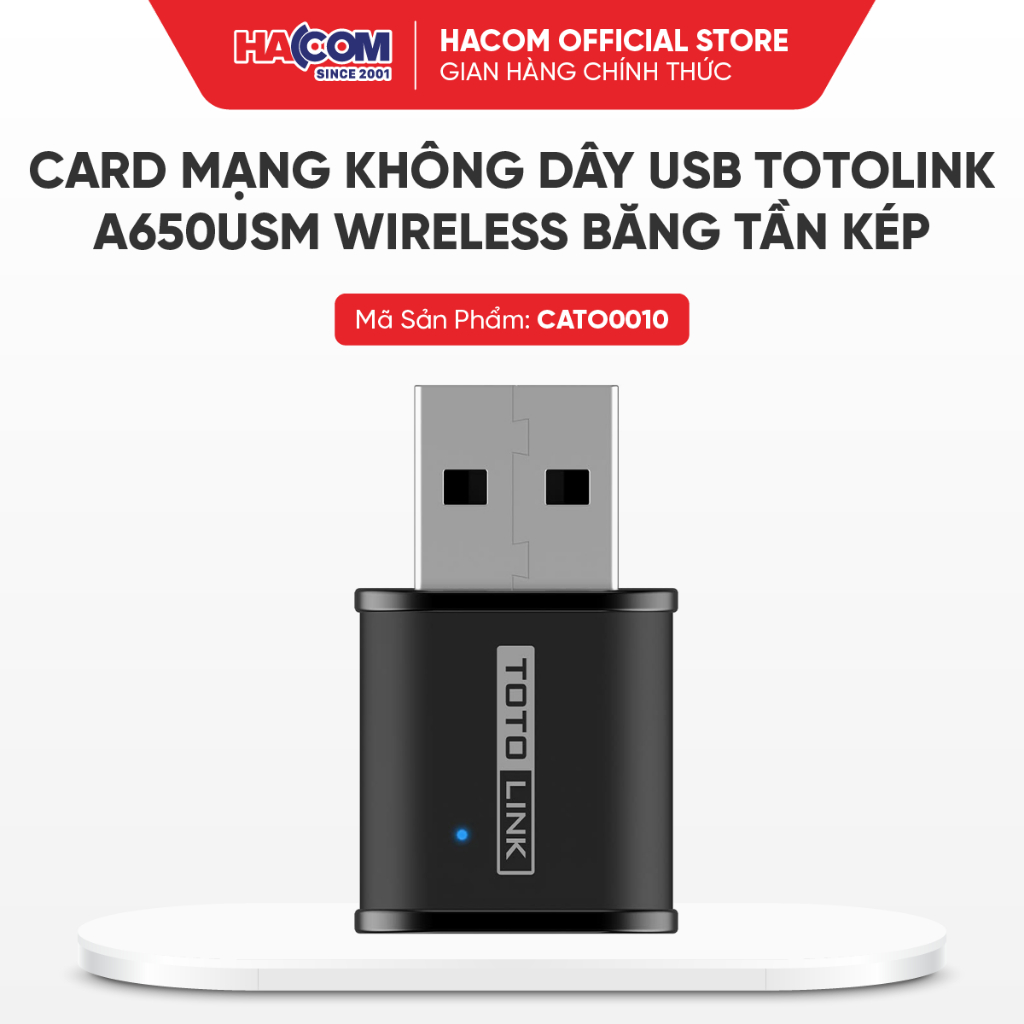 Card Mạng Không Dây USB Totolink A650USM Wireless băng tần kép AC650 -  Bảo Hành HACOM PC