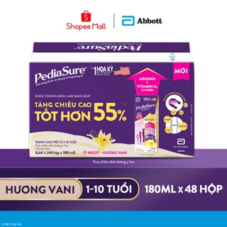 [KOL LIVE] Thùng 48 Hộp Sữa nước Pediasure Vani ít ngọt 180ml/hộp