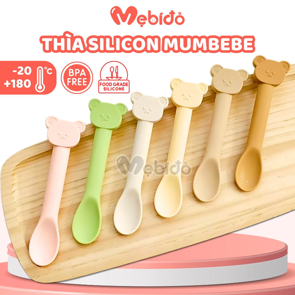 Thìa Ăn Dặm Silicon Muỗng Ăn Dặm Cao Cấp Hình Gấu Ăn Dặm Kiểu Nhật Và Truyền Thống - Shop Mẹ Bí Đỏ