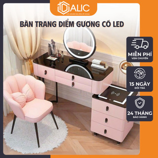 Mẫu A02 – Bàn Trang Điểm Thông Minh Có Gương LED, Sạc Không Dây, Loa Bluetooth, Hàng Nhập Khẩu Cao Cấp – Dalic Furniture