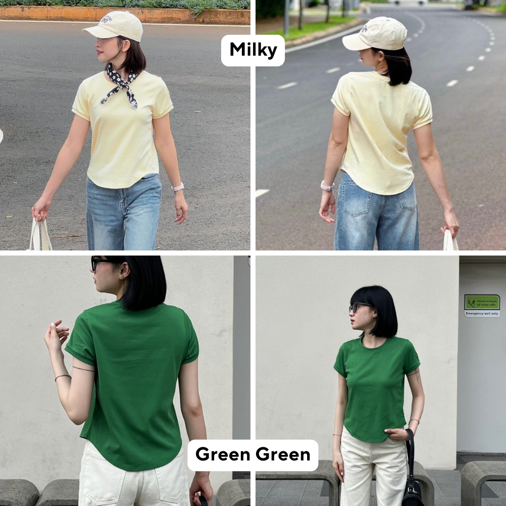 TheBlueTshirt - Áo thun tay ngắn phom ôm vừa vặn, kiểu vạt bầu nữ - 1990s Tshirt | BigBuy360 - bigbuy360.vn