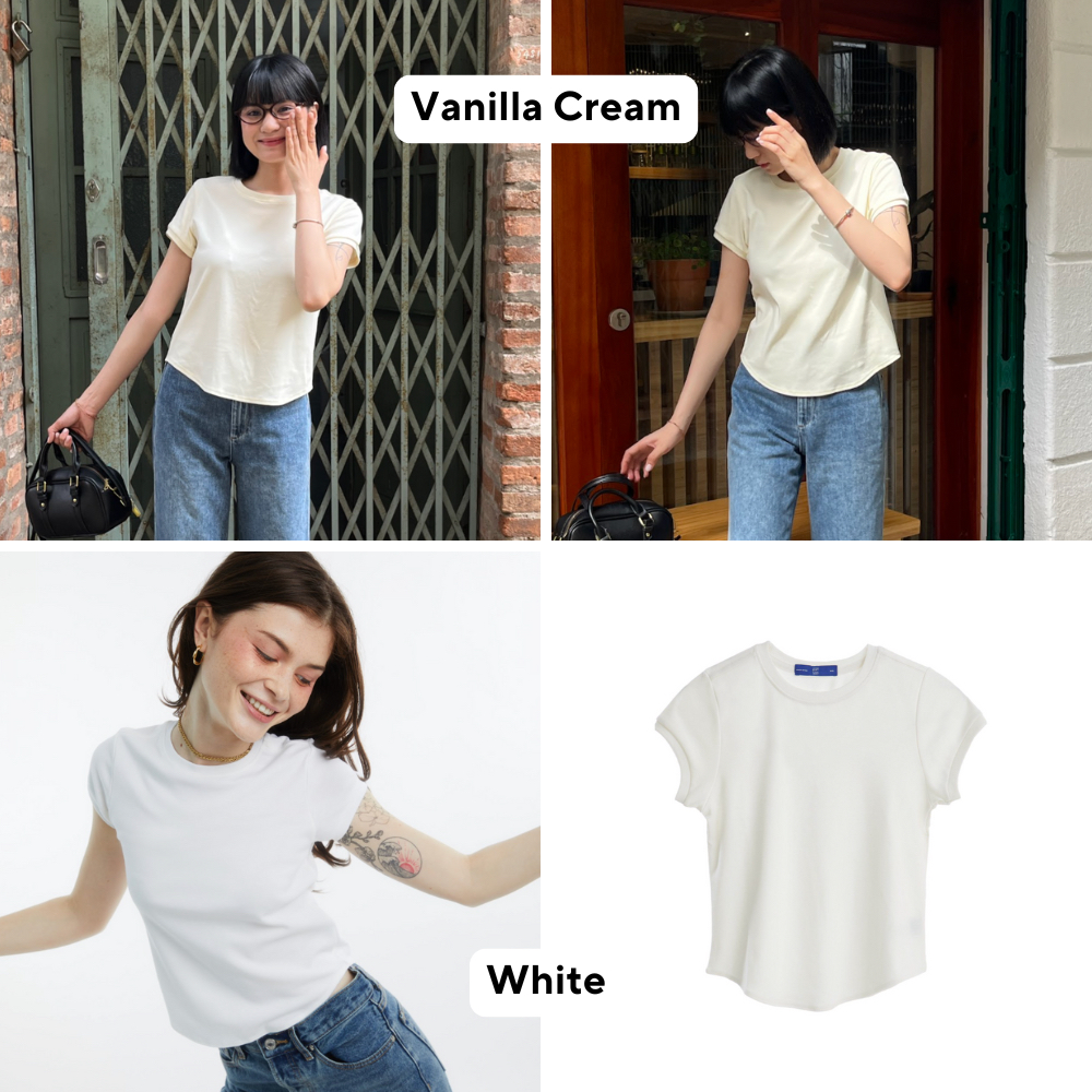 TheBlueTshirt - Áo thun tay ngắn phom ôm vừa vặn, kiểu vạt bầu nữ - 1990s Tshirt | BigBuy360 - bigbuy360.vn