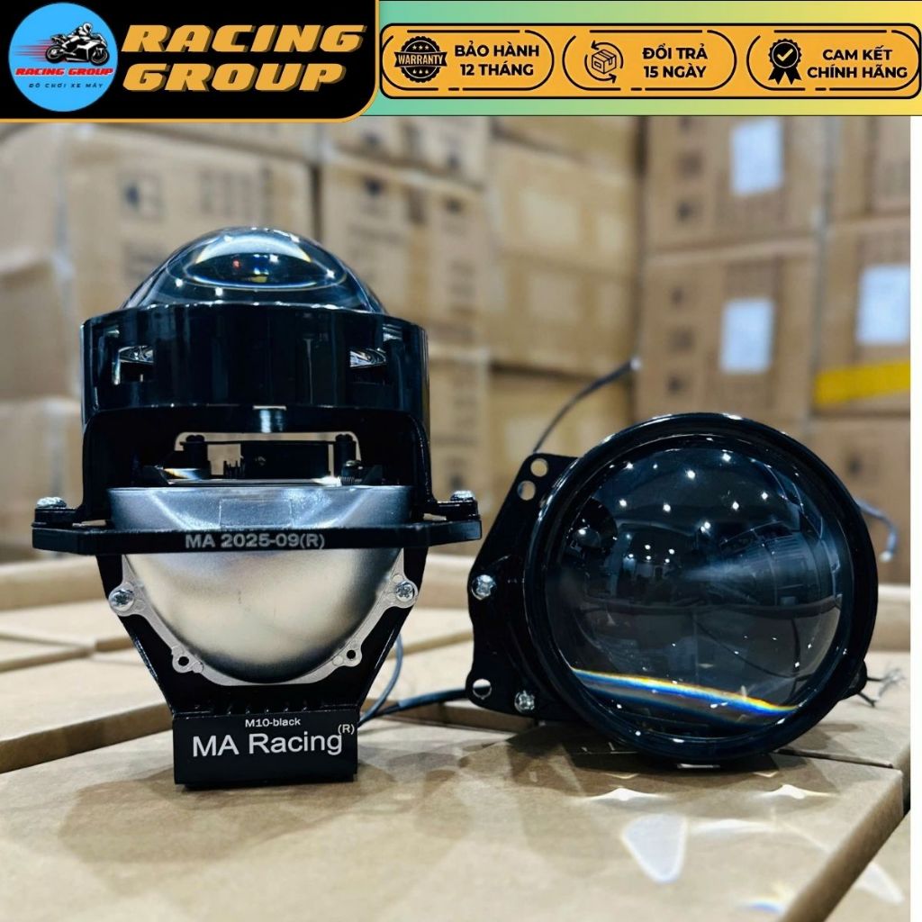 Đèn Bi Cầu M10 Black Chính Hãng Ma Racing Công Suất 65W Lắp Xe Máy Và Ôtô - Bảo Hành 24 Tháng