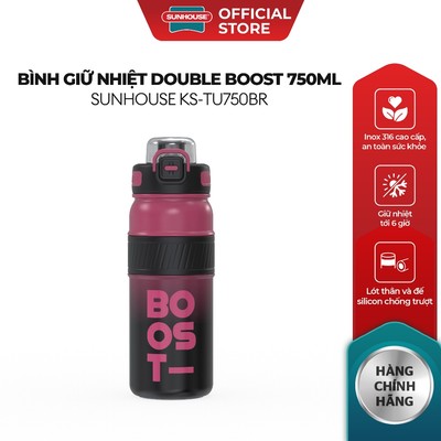 Bình giữ nhiệt Double Boost 750ml Sunhouse KS-TU750xx - Inox 316 cao cấp - Tay cầm chống trượt