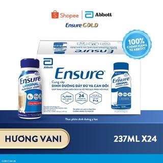  Thùng 24 chai Sữa nước Ensure Abbott 237ml chai  bao bì thay đổi theo từng đợt nhập  