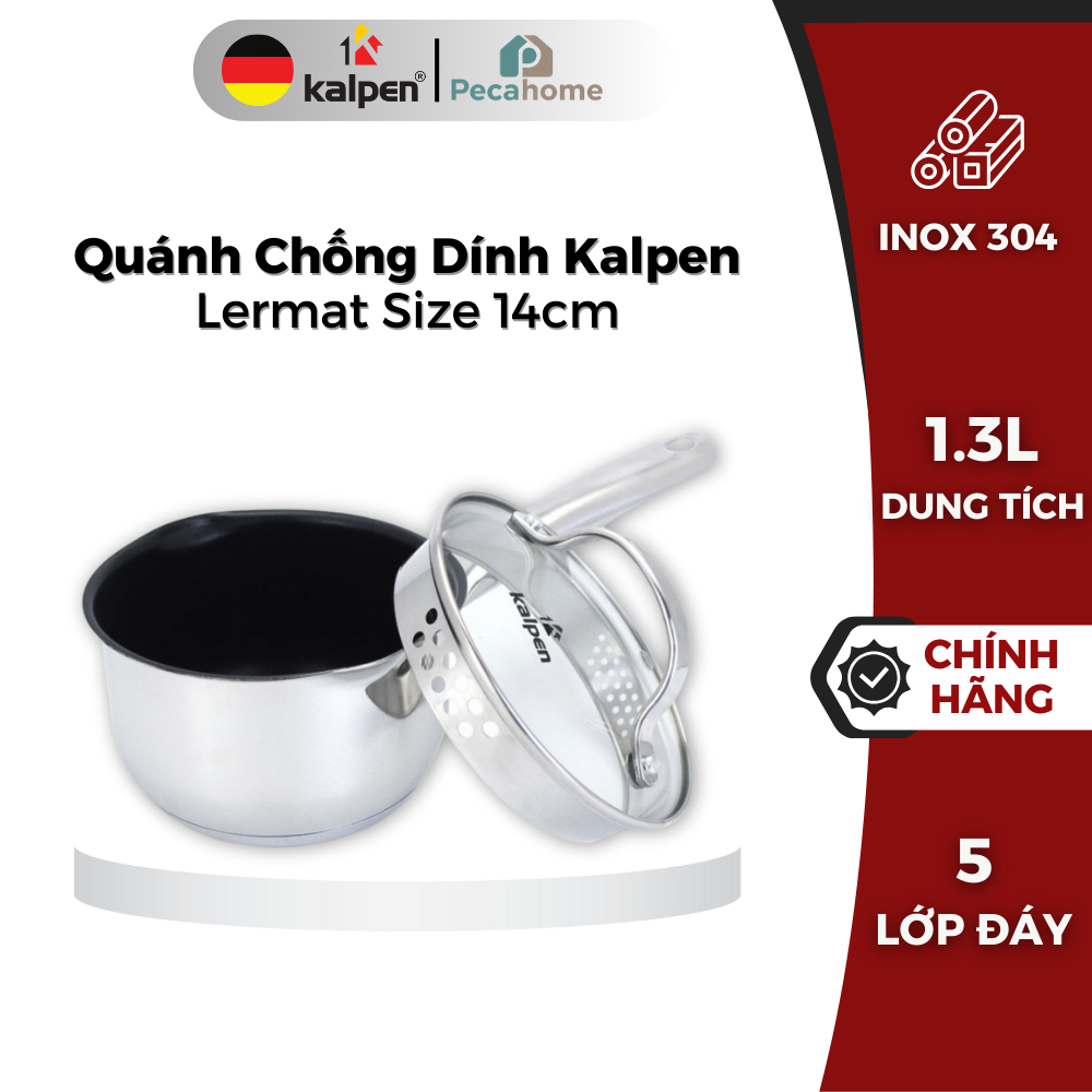 Quánh Inox 304 Chống Dính 14cm Đáy 5 Lớp Kalpen Lermat