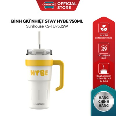 [OUTLET] Bình cốc giữ nhiệt Stay Hybe 750ml Sunhouse KS-TU750SW-SG - Inox 316 cao cấp - Quai xách tiện lợi