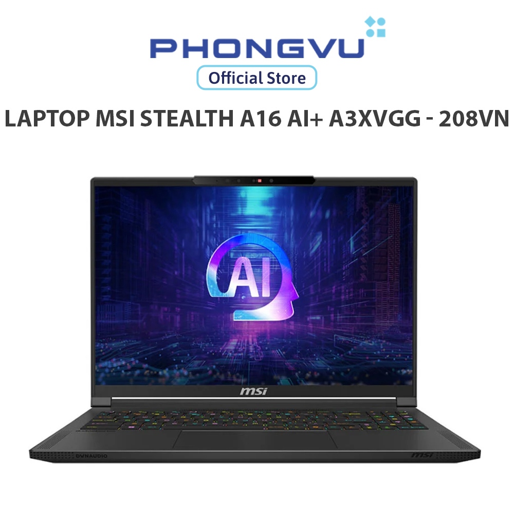 Laptop Msi Stealth A16 AI+ A3XVGG - 208VN (Ryzen AI 9 HX 370/ GeForce RTX™ 4070/ 32GB/ 2TB/ Windows 