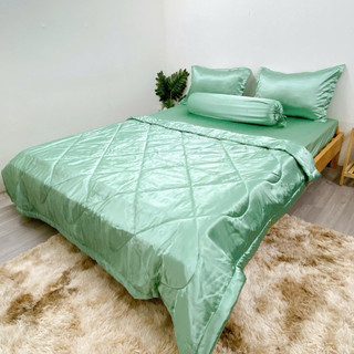 Bộ chăn ga gối phi lụa 2mx2m, mền 2.2mx2m, nệm dày 10-15cm, vải khổ 1,5m