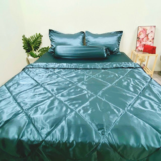 Bộ chăn ga gối phi lụa 2mx2m, mền 2.2mx2m, nệm dày 10-15cm, vải khổ 1,5m