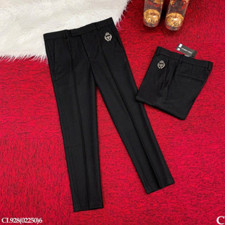 Quần tây âu nam PB slimfit vải chéo 79 đen trơn tag logo vương miện ong Đôn Chề đùi basic boy phố