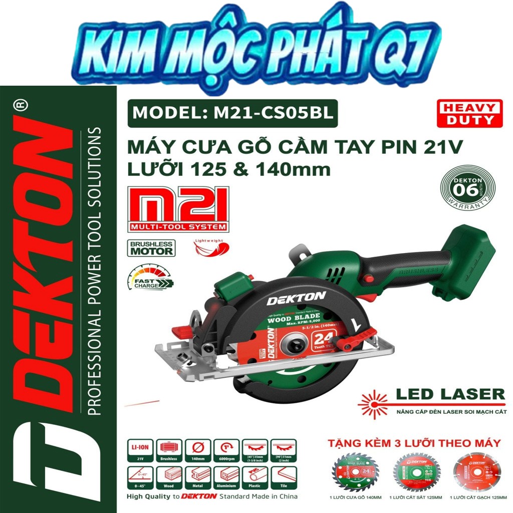 Dekton Máy Cắt Cầm Tay Đa Năng M21-CS05BL  21V Chân Pin Phổ Thông Kèm Đĩa Cắt Sắt Gỗ Bê Tông Động Cơ