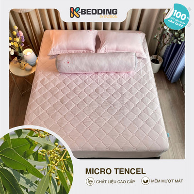 Bộ ga chun chần/ bộ ga giường/Drap giường Hàn Quốc K-Bedding by Everon chất vải Micro Tencel mềm mát(không bao gồm chăn)