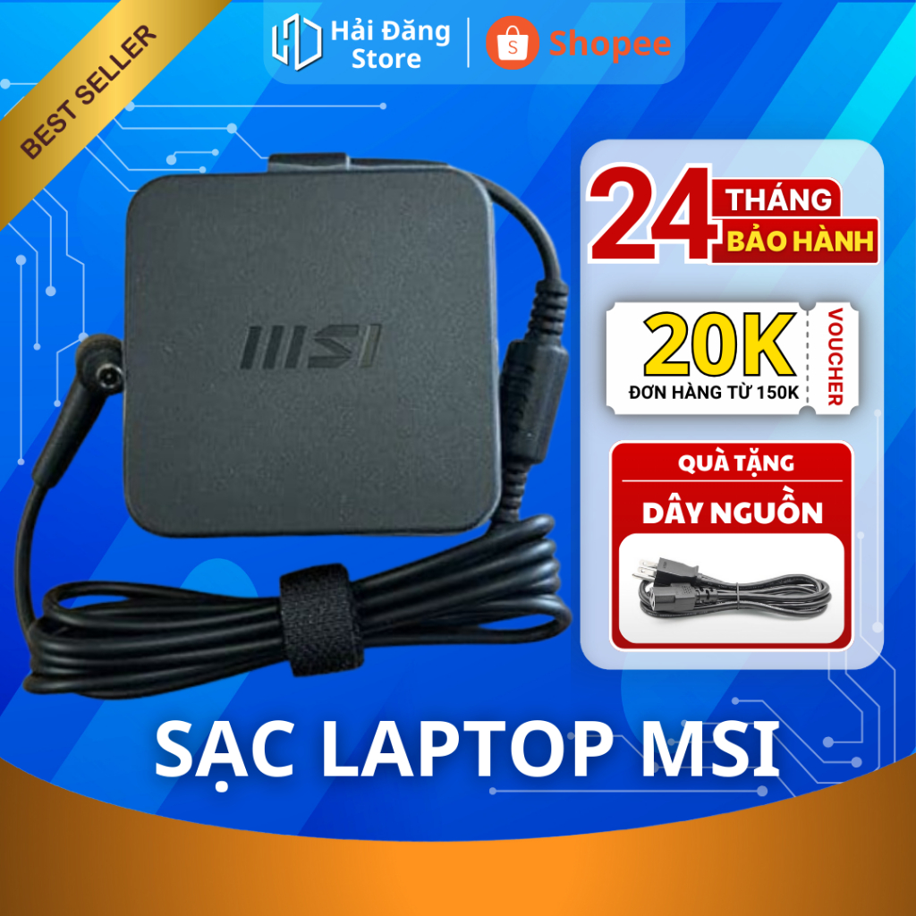 Sạc Laptop MSI 19V 3.42A 65W dùng cho MSI Modern 14 B11ML B11MU, Modern 14 B5M B5M-02 Modern 15 Mới 