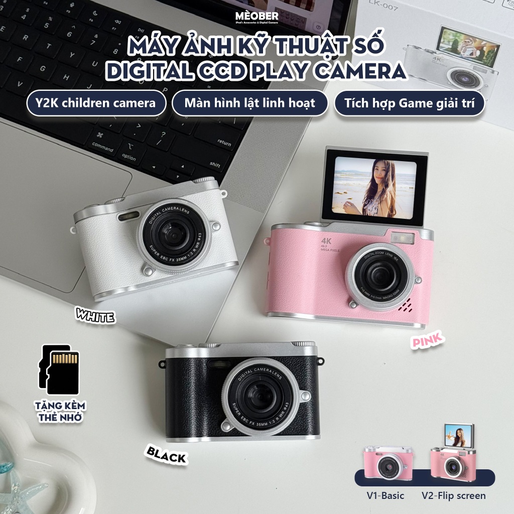 [Tặng thẻ nhớ] Máy ảnh kĩ thuật số digital CCD Play Camera - quay, chụp vintage, nhỏ gọn phong cách Children Y2K by MeoB