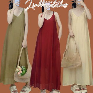 2 LỚP- ĐẦM 2S SUÔNG  CÓ TÚI DÁNG DÀI MIDI FRESSIZE VÁY MAXI DÀI BASIC chất liệu tơ gân mềm mát