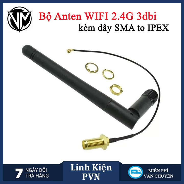 Anten WiFi 2.4Ghz kèm cáp chuyển SMA sang IPEX3