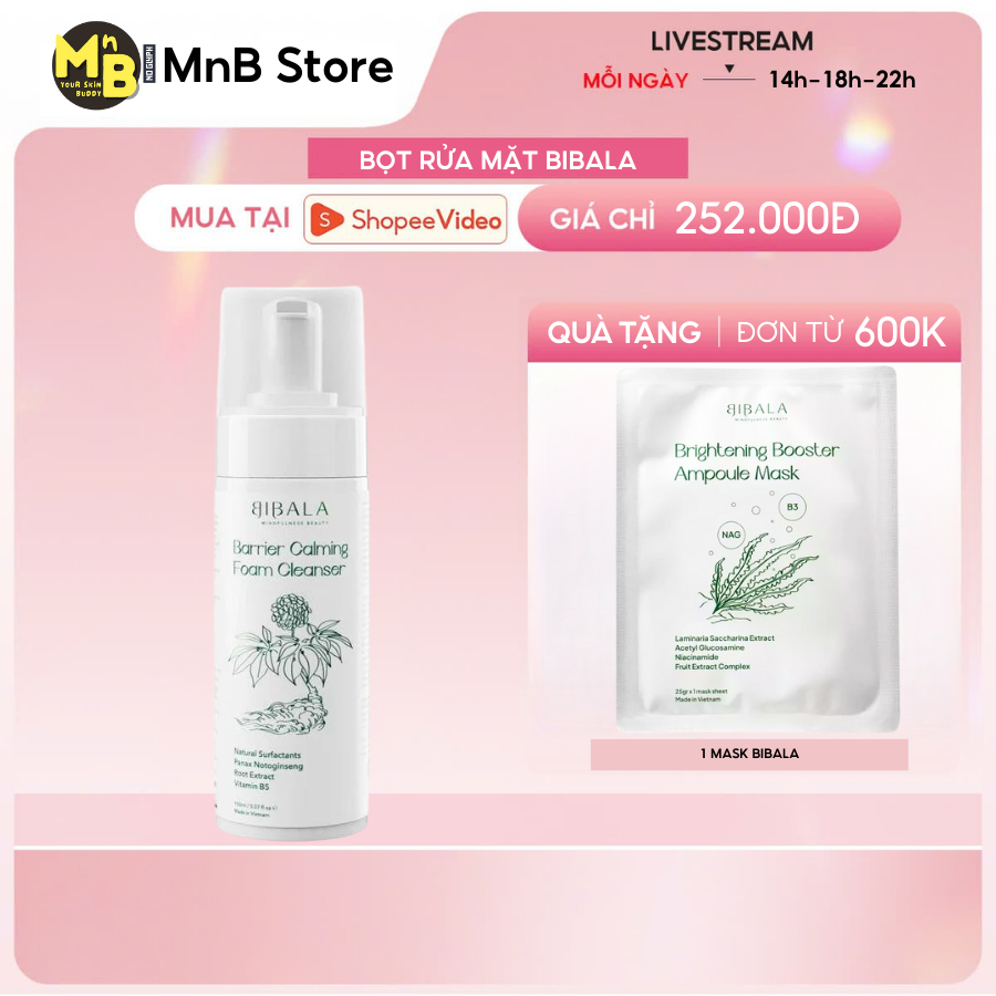 Bọt Rửa Mặt BARRIER CALMING FOAM CLEANSER BIBALA 150ML
