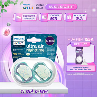Ti Giả Avent Ultra Air Phát Sáng 0-18 Tháng Tuổi, Núm Ty Ngậm Ban Đêm Cho Trẻ Chính Hãng