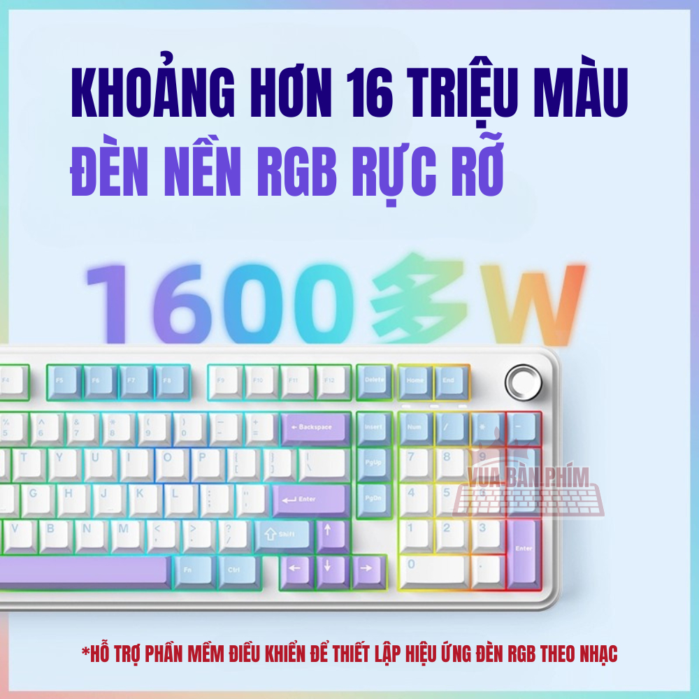 Bàn phím cơ không dây Monka K100 núm xoay ,3 mode ,layout 100 phím, mạch xuôi , led rgb,hostswap, keycap pbt double shot | BigBuy360 - bigbuy360.vn