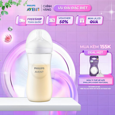 Bình Sữa Philips Avent Natural Cho Bé, Bình Sữa Mô Phỏng Tự Nhiên Mới, Chống Đầy Hơi Sặc Sữa 330ml