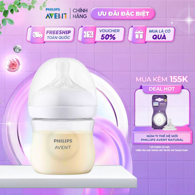 Bình Sữa Philips Avent Natural Cho Bé, Bình Sữa Mô Phỏng Tự Nhiên Mới, Chống Đầy Hơi Sặc Sữa 125ml