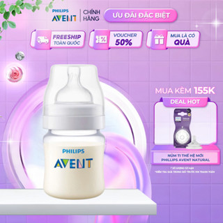 Bình Sữa Philips Avent Shrink Wrap Classic Cho Bé Cổ Rộng Natural An Toàn, Chống Đầy Hơi Sặc Sữa 125ml