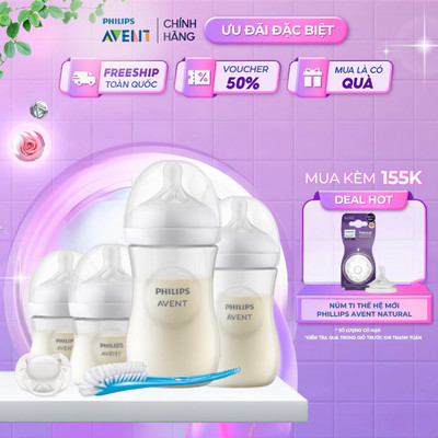 Philips Avent Bộ Cọ Bình, Ty Ngậm Và Bình Sữa Thiết Kế Tự Nhiên Mới SCD838/11