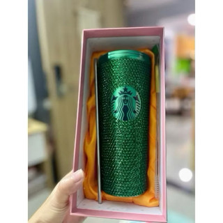  Ly giữ nhiệt Starbucks đính đá Rhinestone 750ml Bình nước inox 340 nắp kín fullbox hãng kèm ống hút 
