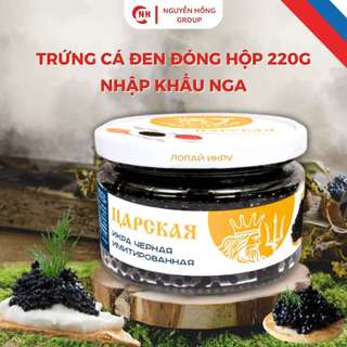 Trứng cá tầm đen đóng hộp thủy tinh 220g Tsar nhập khẩu Nga thơm ngon ăn liền với sushi, salad Food