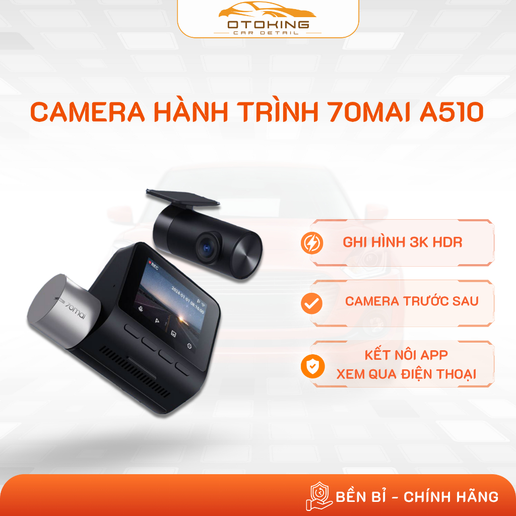 Camera Hành Trình 70mai A510 Độ Phân Giải 3K HDR Hỗ trợ GPS & cảnh báo ADAS