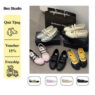  Giày Onitsuca Tiger Ballet Flower White Cream Black Giày Sneaker Ballet nữ  Tiger Patou Mãnh Hổ Viền Hoa Full Box 