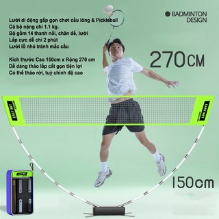 Bộ lưới cầu lông gấp gọn phụ kiện lưới pickleball di động tập luyện tại nhà tháo rời đem di chuyển tiện lợi maxshopdoc