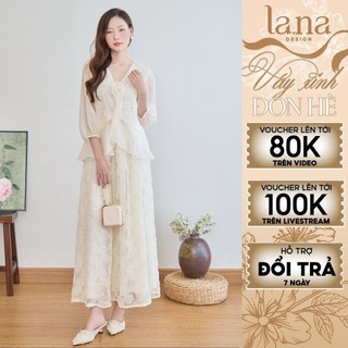  Set váy Dao Liên thiết kế LA.NA DESIGN chất ren lưới hoa 3D phối tơ óng mềm mại nhẹ nhàng - SV304 